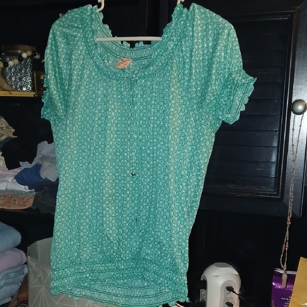 Faded Glory Aqua Textured Blouse